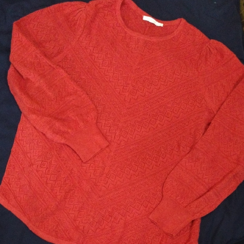 Chico's "Ruby Red" Stitched Sweater - L   Soft To The Touch Gentle On The Skin